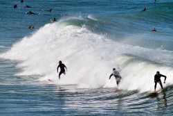 The second surfer about to take a spill Surfing the Bay of Biscaye